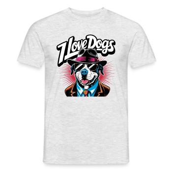 Ich liebe Hunde - Gangster Hund Illustration - Männer T-Shirt - Grau meliert - Vorne - AI Model Male 178 dark (178cm)