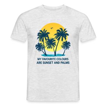 Palmen Sommer Sonnenuntergang Meer Lieblingsfarben - Männer T-Shirt - Grau meliert - Vorne - AI Model Male 178 dark (178cm)