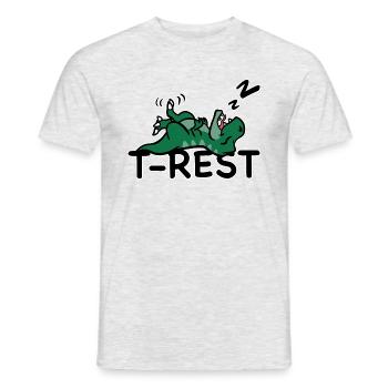 T-Rest - Schlafender T-Rex Wortspiel Dino - Männer T-Shirt - Grau meliert - Vorne - AI Model Male 178 dark (178cm)
