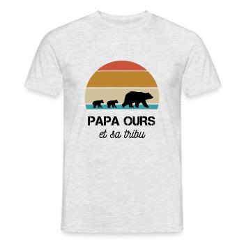 papa ours petits ours vintage - T-shirt homme - gris chiné - Devant - AI Model Male 178 dark (178cm)