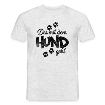 Der mit dem Hund geht - Männer T-Shirt - Grau meliert - Vorne - AI Model Male 178 dark (178cm)