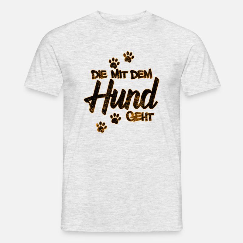 Die mit dem Hund geht | Hundebesitzer Geschenkidee - Männer T-Shirt - Grau meliert