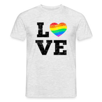 Love Pride Regenbogenherz - Männer T-Shirt - Grau meliert - Vorne - AI Model Male 178 dark (178cm)