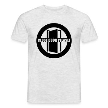 Veuillez fermer les portes | Veuillez fermer la porte - T-shirt homme - gris chiné - Devant - AI Model Male 178 dark (178cm)