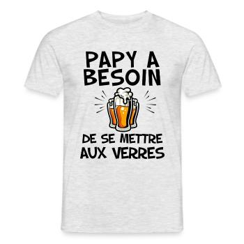Papy Apéro Humour Jardin Et Bière - T-shirt homme - gris chiné - Devant - AI Model Male 178 dark (178cm)