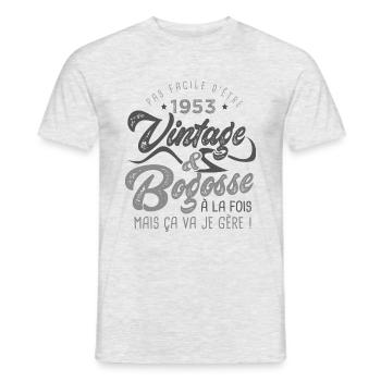 1953 Anniversaire vintage bogosse de 70 Ans - T-shirt homme - gris chiné - Devant - AI Model Male 178 dark (178cm)