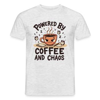 Powered by Coffee and Chaos - Men's T-Shirt - heather grey - Front - AI Model Male 178 dark (178cm)
