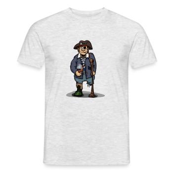 Pirat mit Holzbein Augenklappe Geschenkidee - Männer T-Shirt - Grau meliert - Vorne - AI Model Male 178 dark (178cm)