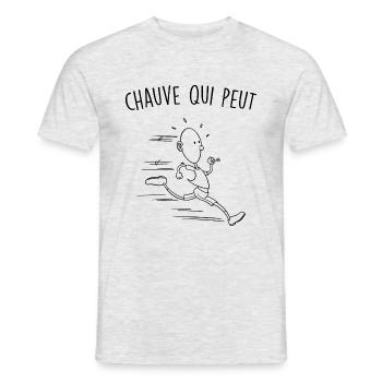 Pour mon ami Chauve qui peut ! humour homme - T-shirt homme - gris chiné - Devant - AI Model Male 178 dark (178cm)