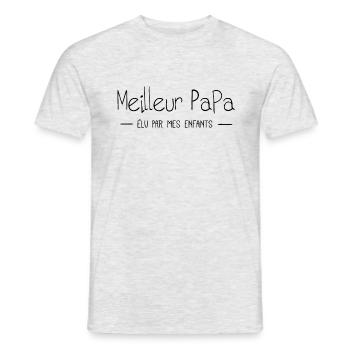 meilleur papa élu par mes enfants - T-shirt homme - gris chiné - Devant - AI Model Male 178 dark (178cm)