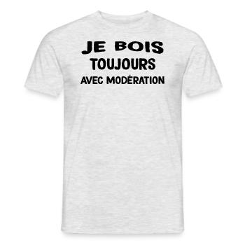 Je Bois Toujours Avec Modération Cadeau Apéro - T-shirt homme - gris chiné - Devant - AI Model Male 178 dark (178cm)