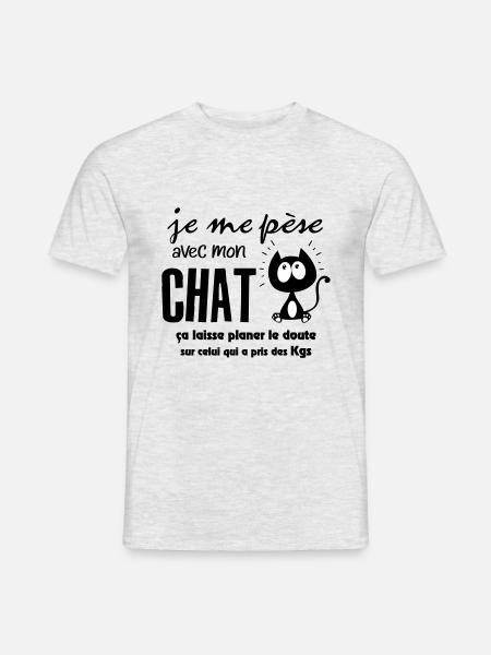 Chat drôle ! humour kilos - T-shirt homme - gris chiné