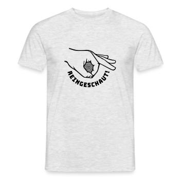 reingeschaut reingeguckt | Klassik Witz - Männer T-Shirt - Grau meliert - Vorne - AI Model Male 178 dark (178cm)