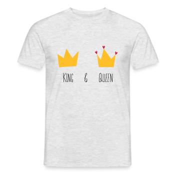 Roi et reine couronne coeur mariée marié M. Mme & - T-shirt homme - gris chiné - Devant - AI Model Male 178 dark (178cm)