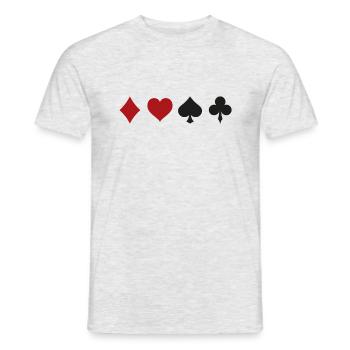 Karten - Karo Herz Pik Kreuz - Männer T-Shirt - Grau meliert - Vorne - AI Model Male 178 dark (178cm)