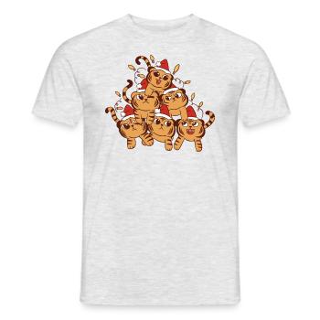 Tiger Katze Weihnachtsbaum Weihnachten - Männer T-Shirt - Grau meliert - Vorne - AI Model Male 178 dark (178cm)