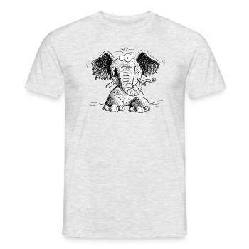 Funny Elefant I Elefanten Comic Geschenk - Männer T-Shirt - Grau meliert - Vorne - AI Model Male 178 dark (178cm)
