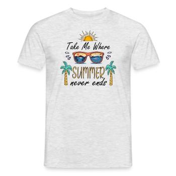 Nimm mich mit, wo der Sommer nie endet, Sommerstimmung, Sonne - Männer T-Shirt - Grau meliert - Vorne - AI Model Male 178 dark (178cm)