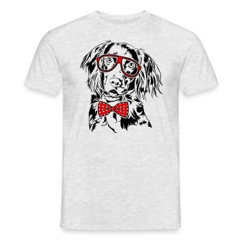 KLEINER MÜNSTERLÄNDER Brille Fliege Hunde Jagdhund - Männer T-Shirt - Grau meliert - Vorne - AI Model Male 178 dark (178cm)