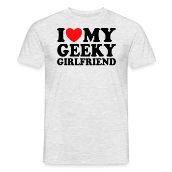 J'aime Ma Petite Amie Geek J'Adore Ma Copine Geek - T-shirt homme - gris chiné - Devant - AI Model Male 178 dark (178cm)