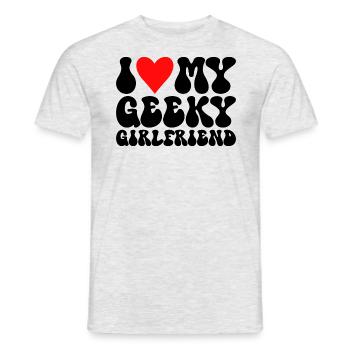 J'aime Ma Petite Amie Geek J'Adore Ma Copine Geek - T-shirt homme - gris chiné - Devant - AI Model Male 178 dark (178cm)
