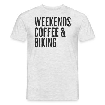 Coffee & Bike Weekend Cycling Humour - Men's T-Shirt - heather grey - Front - AI Model Male 178 dark (178cm)