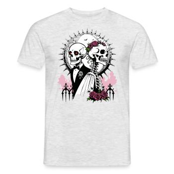 Wedding Skull // Skull Wedding // Marriage FS0126 - Men's T-Shirt - heather grey - Front - AI Model Male 178 dark (178cm)