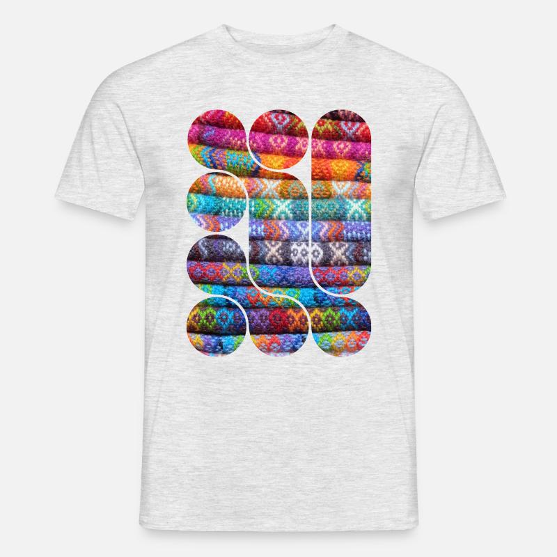Helles gestricktes Patchwork - Männer T-Shirt - Grau meliert