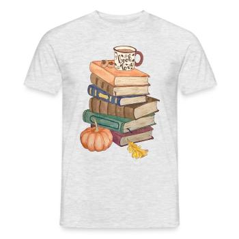 Livres Amour Pile de Livres Lecture Hygge Automnale - T-shirt homme - gris chiné - Devant - AI Model Male 178 dark (178cm)
