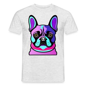 Glücklicher Hund. Glückliche Hunde. Französische Bulldogge - Männer T-Shirt - Grau meliert - Vorne - AI Model Male 178 dark (178cm)