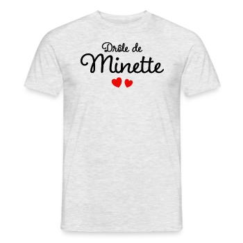 Drôle De Minette Humour Surnom Affectueux Femme - T-shirt homme - gris chiné - Devant - AI Model Male 178 dark (178cm)