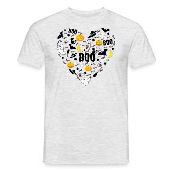 Halloween Herz - Männer T-Shirt - Grau meliert - Vorne - AI Model Male 178 dark (178cm)