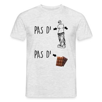 Pas de bras pas de chocolat - T-shirt homme - gris chiné - Devant - AI Model Male 178 dark (178cm)