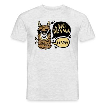 NO DRAMA - LLAMA - Men's T-Shirt - heather grey - Front - AI Model Male 178 dark (178cm)