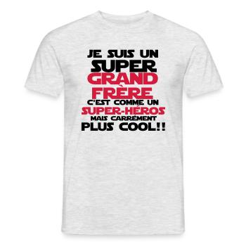 c'est comme un super-héros(grand frère)nouveau - T-shirt homme - gris chiné - Devant - AI Model Male 178 dark (178cm)