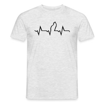 Katze - Herzschlag - Männer T-Shirt - Grau meliert - Vorne - AI Model Male 178 dark (178cm)