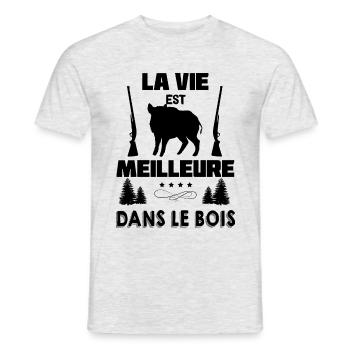 Chasseur Et la Belle Vie Dans Les Bois - T-shirt homme - gris chiné - Devant - AI Model Male 178 dark (178cm)