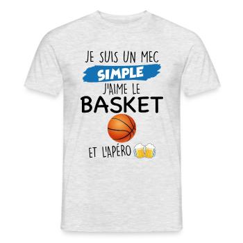Mec Simple Basket Et apéro Cadeau Humour Homme - T-shirt homme - gris chiné - Devant - AI Model Male 178 dark (178cm)
