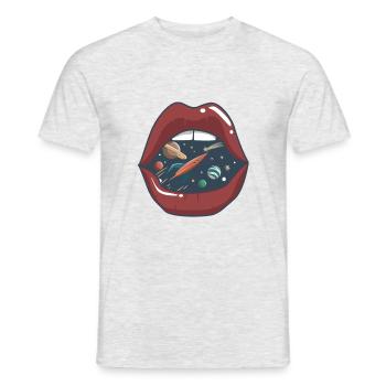 Kussmund im All - Männer T-Shirt - Grau meliert - Vorne - AI Model Male 178 dark (178cm)