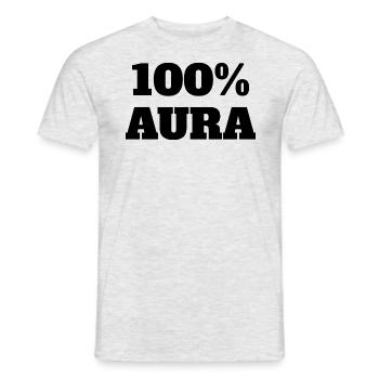 100% Aura Level Punkte Humor Meme Aura - Männer T-Shirt - Grau meliert - Vorne - AI Model Male 178 dark (178cm)