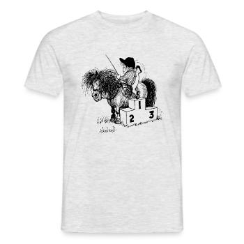 Thelwell Cartoon Siegertreppchen - Männer T-Shirt - Grau meliert - Vorne - AI Model Male 178 dark (178cm)