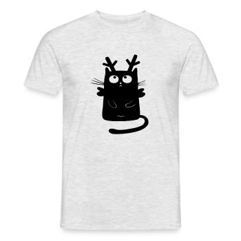 Christmas cat reindeer - Men's T-Shirt - heather grey - Front - AI Model Male 178 dark (178cm)