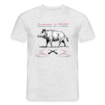 chasse_21 - T-shirt homme - gris chiné - Devant - AI Model Male 178 dark (178cm)
