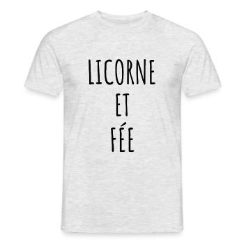 LICORNE ET FÉE idée cadeau humour - T-shirt homme - gris chiné - Devant - AI Model Male 178 dark (178cm)