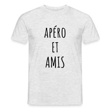APÉRO ET AMIS idée cadeau humour - T-shirt homme - gris chiné - Devant - AI Model Male 178 dark (178cm)
