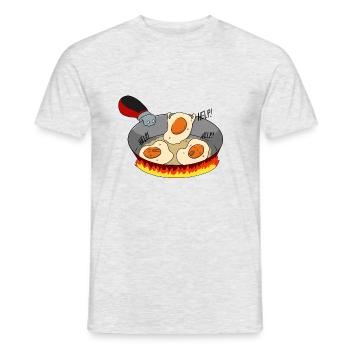 Fried eggs in the pan HELP! - Men's T-Shirt - heather grey - Front - AI Model Male 178 dark (178cm)