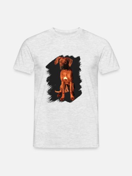 Rhodesian Ridgeback sur fond noir - T-shirt homme - gris chiné