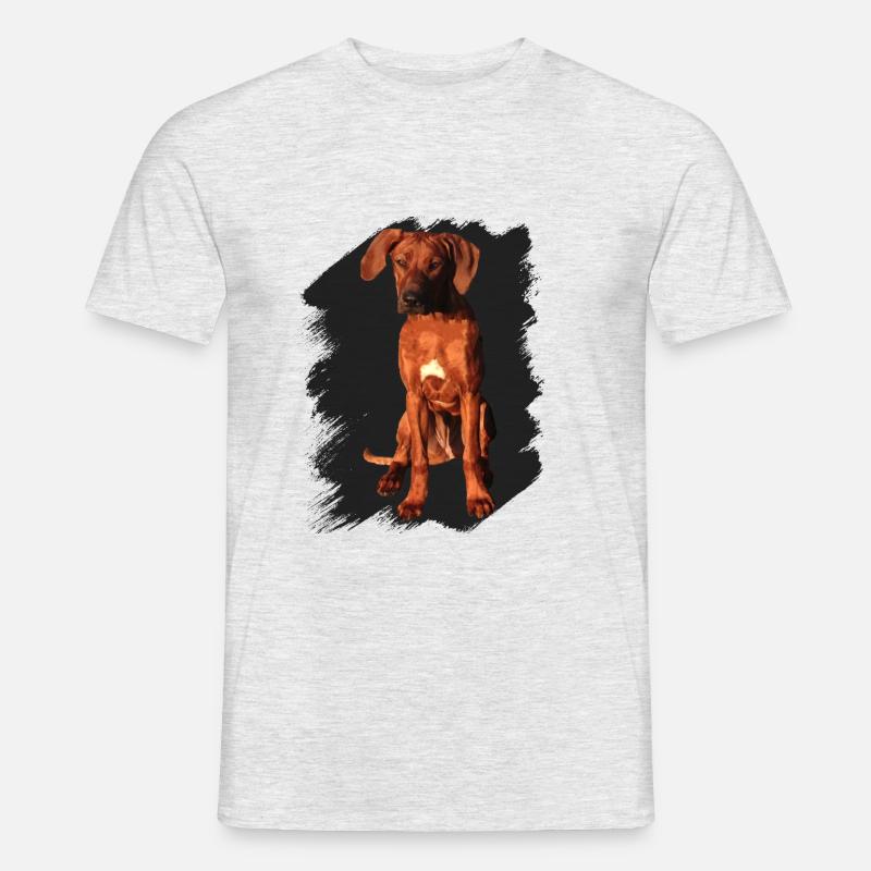 Rhodesian Ridgeback auf schwarzem Hintergrund - Männer T-Shirt - Grau meliert