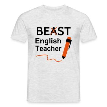 Funny Beast Meilleur professeur d’anglais - T-shirt homme - gris chiné - Devant - AI Model Male 178 dark (178cm)