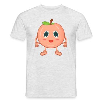 Pfirsich Comic - Männer T-Shirt - Grau meliert - Vorne - AI Model Male 178 dark (178cm)